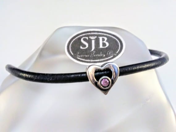 Heart Charms, Pink CZ Heart Bead Charms, Sterling
