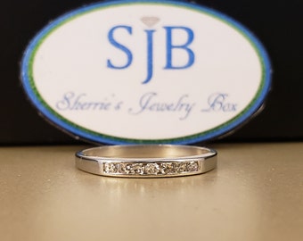 Diamond Bands, Platinum Diamond Band, 950 Platinum & Diamond Rings, Vintage Platinum Anniversary Ring, Stackable Bands, Size 5, #SD825