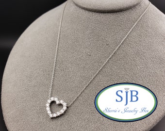 Diamond Pendants, Vintage Diamond Halo Necklace, Vintage 950 Platinum Diamond Heart Necklace, Platinum Jewelry, April Birthstone, #C3613