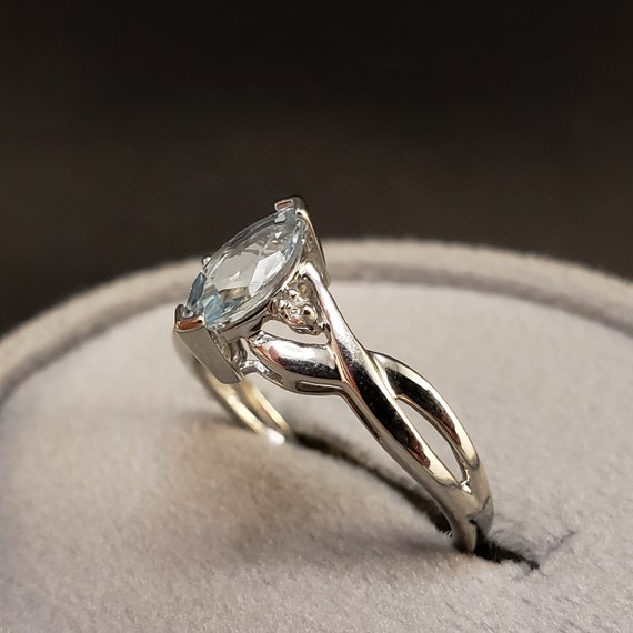 Aqua Rings, Aquamarine and Diamond Rings, Vintage… - image 3