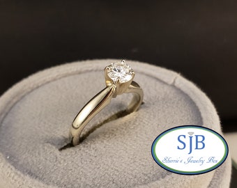 Engagement Rings, Diamond Ring, 14k White Gold Diamond Solitaire, Diamond Engagement Ring, .49ct Solitaire Engagement Ring, Size 5.5, #SD513