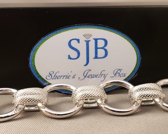 Sterling Silver Bracelets, 925 Silver Bracelets, 925 Silver Charm Bracelets, Heavy Sterling Silver Statement Bracelet, Silver Jewelry, #B233