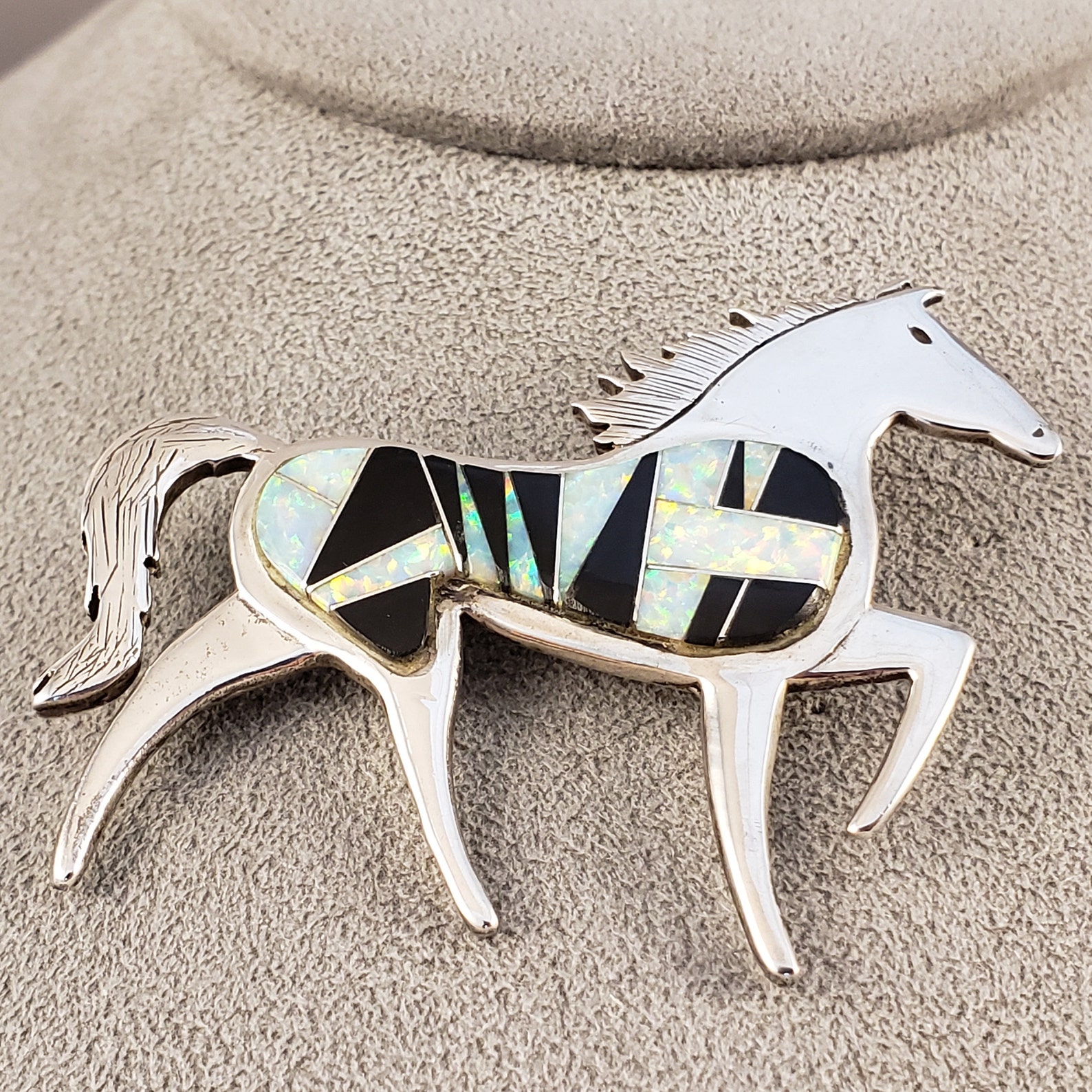 Silver Lapel Pin Vintage Silver Horse Lapel Pin With Opal and Etsy