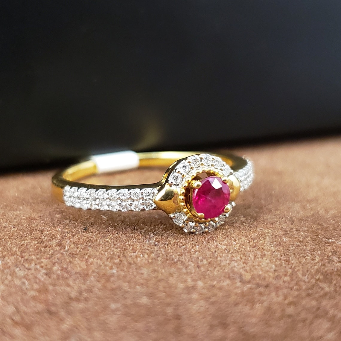 Ruby Rings 18k Ruby Rings 18k Yellow Gold Ruby & Diamond | Etsy