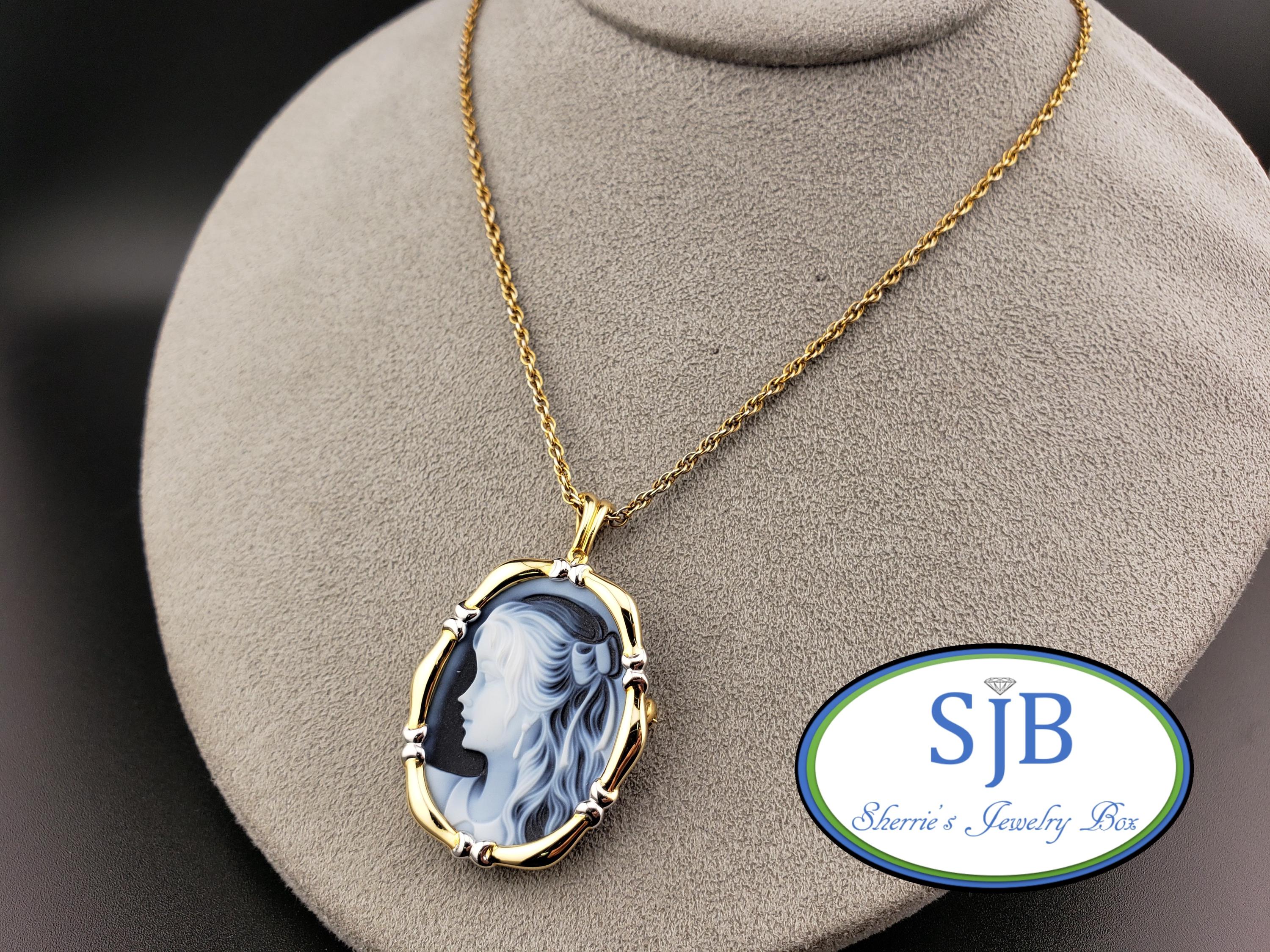 ヴィンテージ ブローチ、カメオ、ヴィンテージ 18K ホワイト＆イエロー