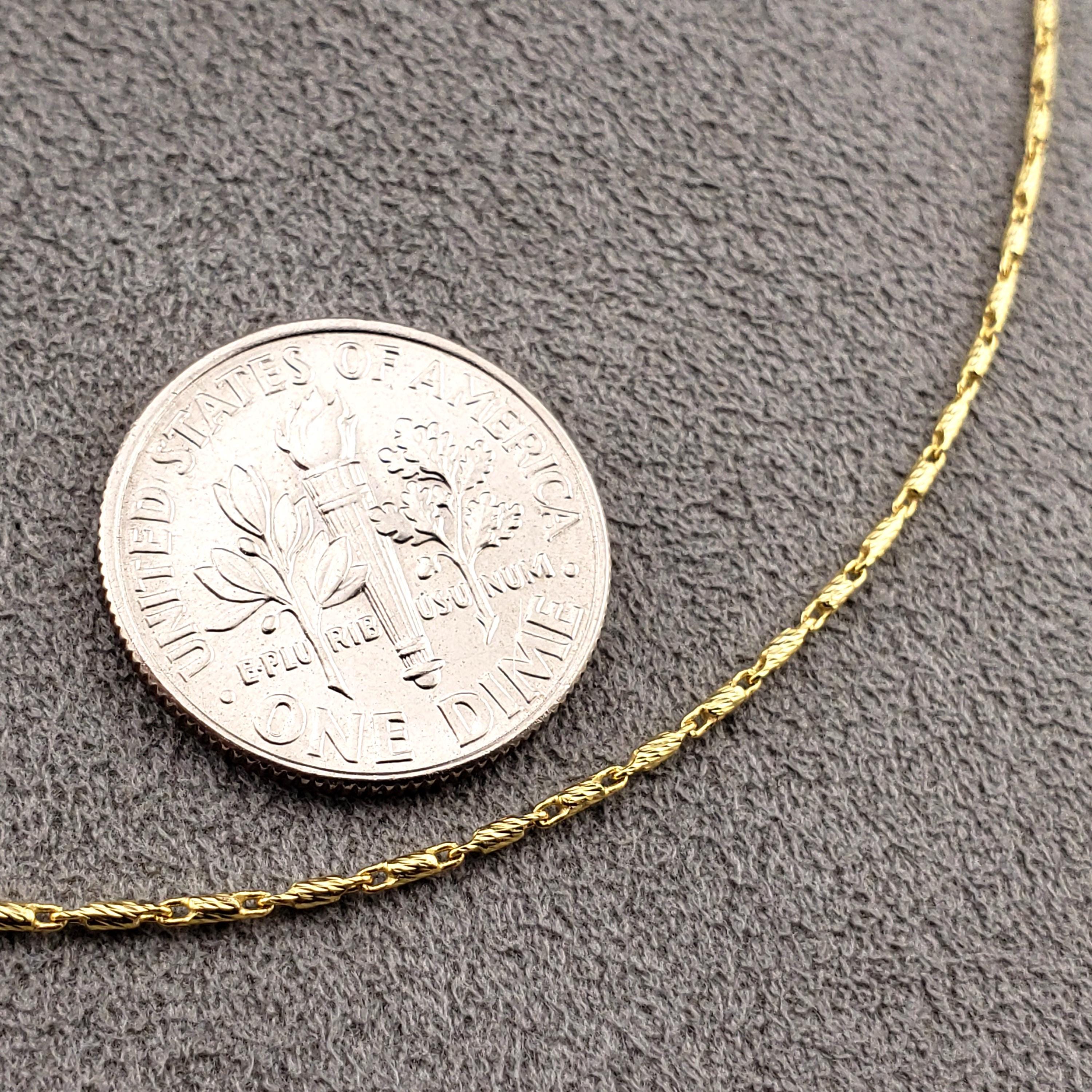 14k Gold Chains, 14k Yellow Gold .90mm Diamond Cut Round Baht