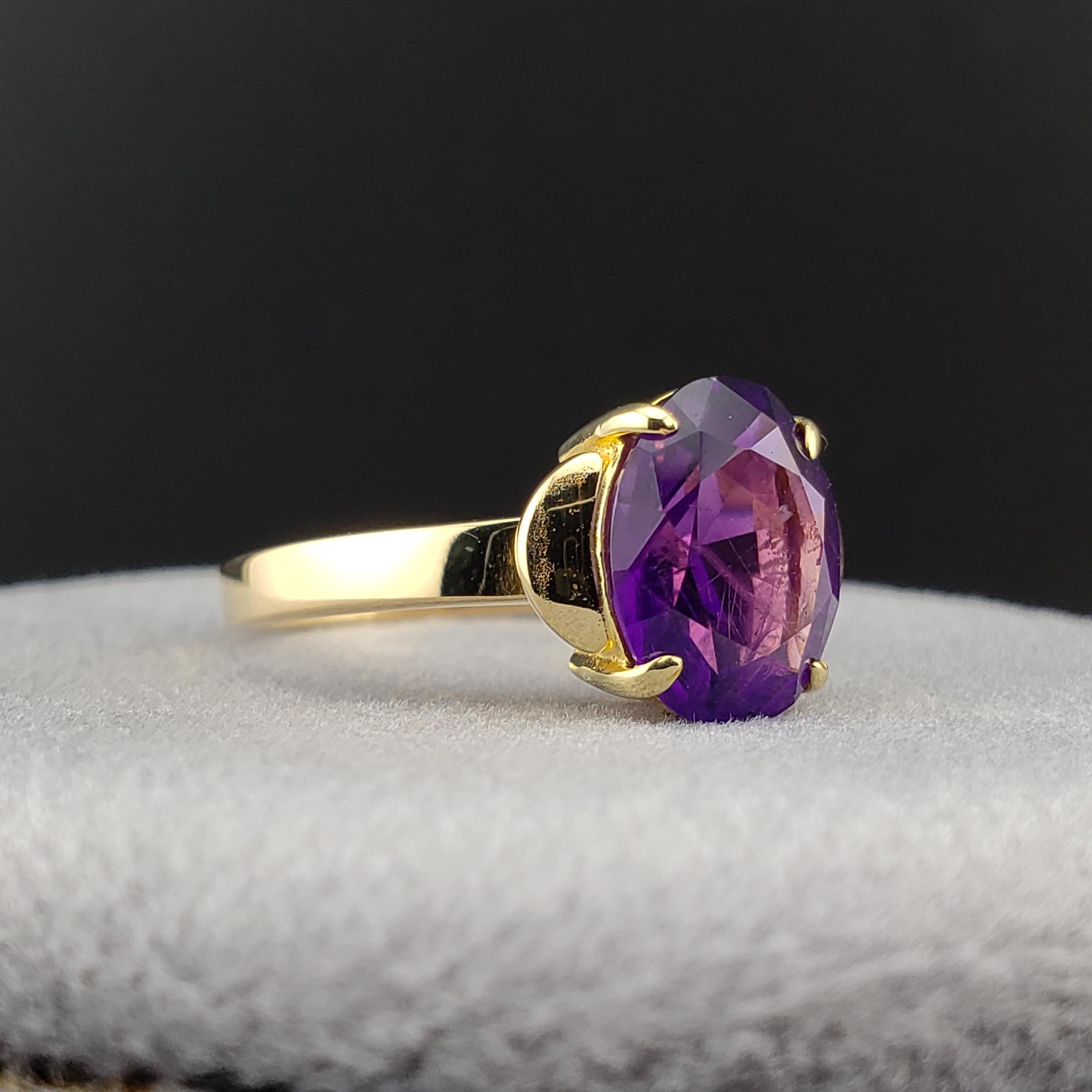 ヴィンテージ アメジスト リング、ヴィンテージ 18K イエローゴールド