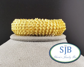 Vintage 18k Statement Bracelets, Vintage 18k Yellow Gold Flexible Scale Texture Link Bracelet, Italian Heavy Bold Gold Bracelets, #C5140