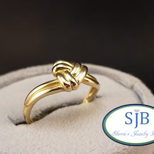 Gold Rings, Gold Bands, 14k Yellow Gold Trinity Love Knot Ring, Promise Rings, Statement Rings, 14k Gold Stacking Rings, Size 7.25, #R877