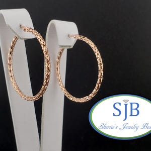 Rose Gold Earrings, Rose Gold Hoops, 14k Rose Gold Hoop Earrings, Rose Gold Diamond Cut Textured Hoop Earrings, Hoop Style Earrings, #E1935