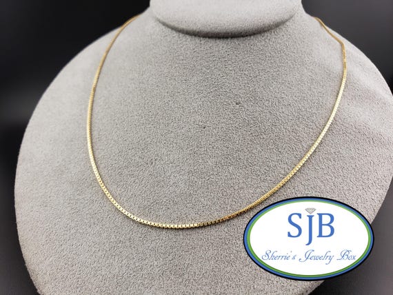 Vintage 18k Gold Chains, Vintage 18k Yellow Gold 1.1mm Box Link Chain, Sturdy Pendant Chains, 20" Box Chains, Layering Chains, #C5754