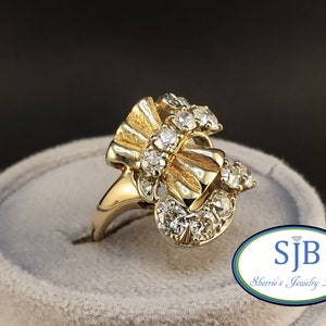 HOLD for Julie M.14k Diamond Rings, 14k Yellow Gold Vintage 1.30ct Diamond Ring, Vintage Jewelry, April Birthstones, #C2391, Size 6.25