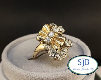 14k Diamond Rings, Vintage Diamond Ring, 14k Yellow Gold Vintage 1.30ct Diamond Ring, Vintage Jewelry, April Birthstones, #C2391, Size 6.25
