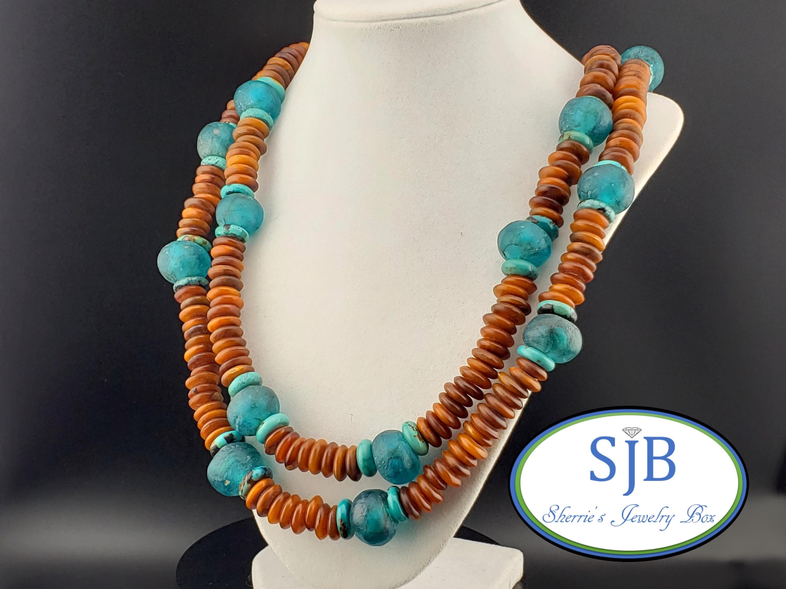 Vintage Turquoise Necklace, Designer Necklaces, 54