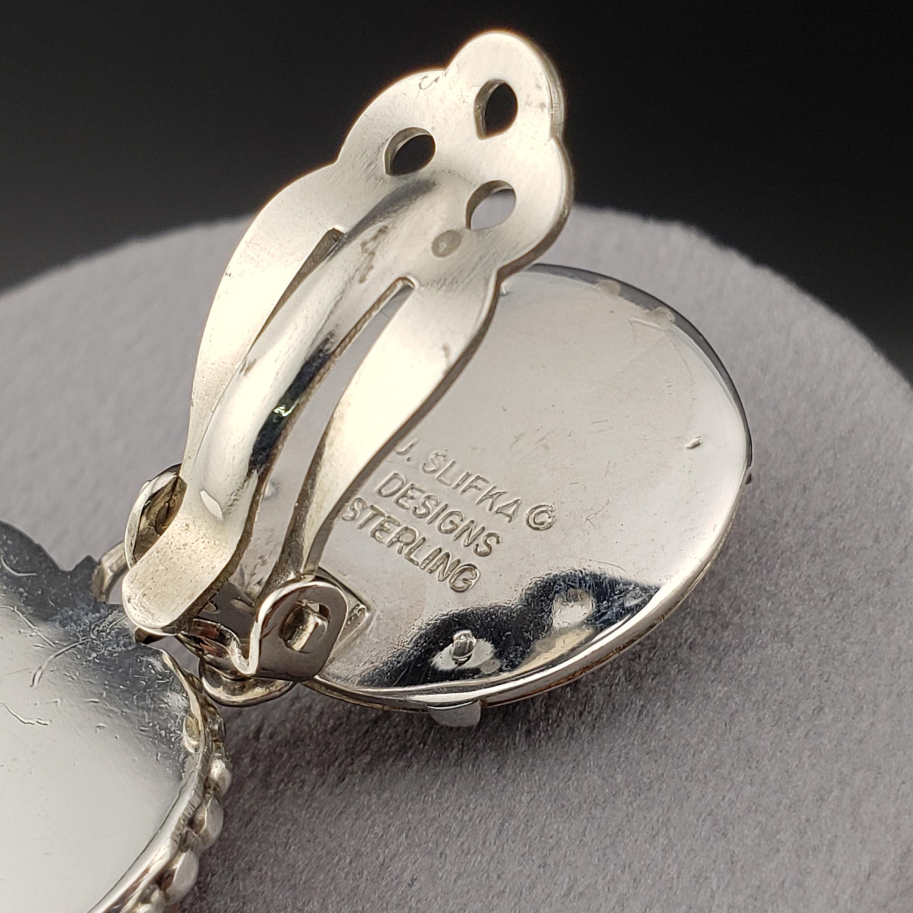 Vintage Designer Earrings, J. Slifka 925 Sterling Silver