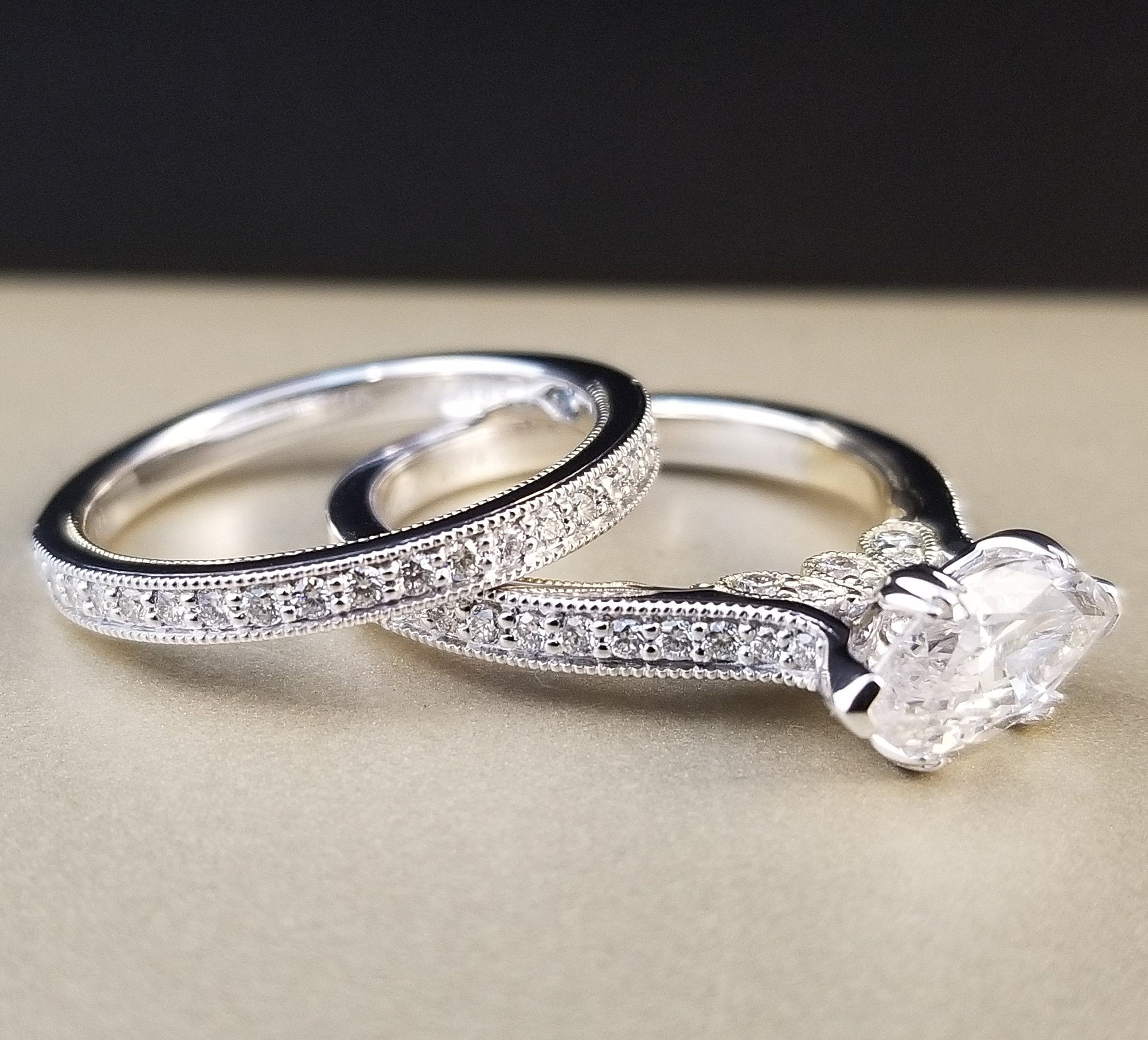 Engagement Rings Marquise Engagement 14k White Gold CZ Etsy
