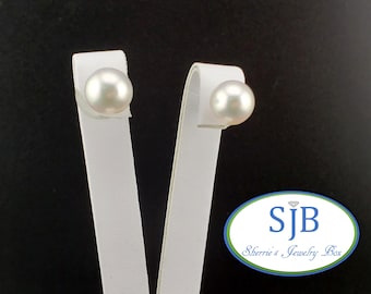 Pearl Earrings, Classic Pearl Studs, 14k White Gold 10.4mm White Akoya Pearl Stud Earrings, Bridal Earrings, Pearl Wedding Jewelry, #E2130