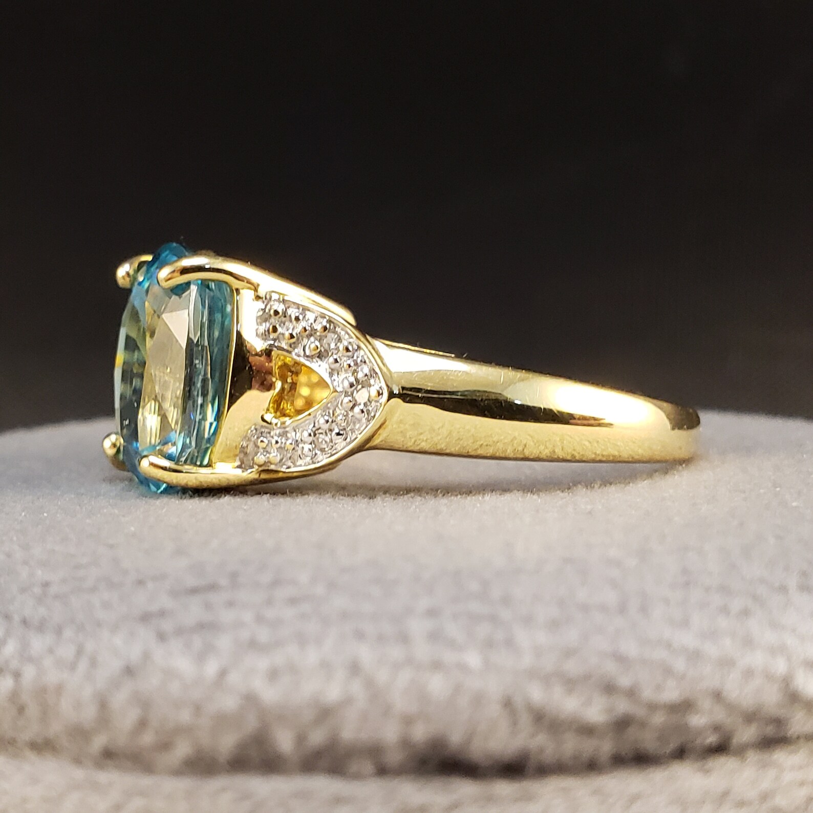 Blue Zircon Rings 18k Yellow Gold Vintage Inspired Blue - Etsy