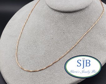 Rose Gold Chains, Rose Gold Box Chains, 14k Rose Gold Box Chain, 1.05mm Box Chain, 18" Box Chain, Layering Chains, Pendant Chains, #CH814