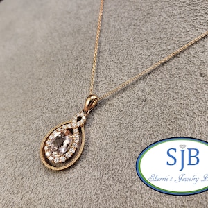 Morganite Pendants, 14k Rose Gold Morganite Halo Pendant, 14k Rose Gold Morganite & Diamond Infinity Pendant, Wedding Jewelry, #P916