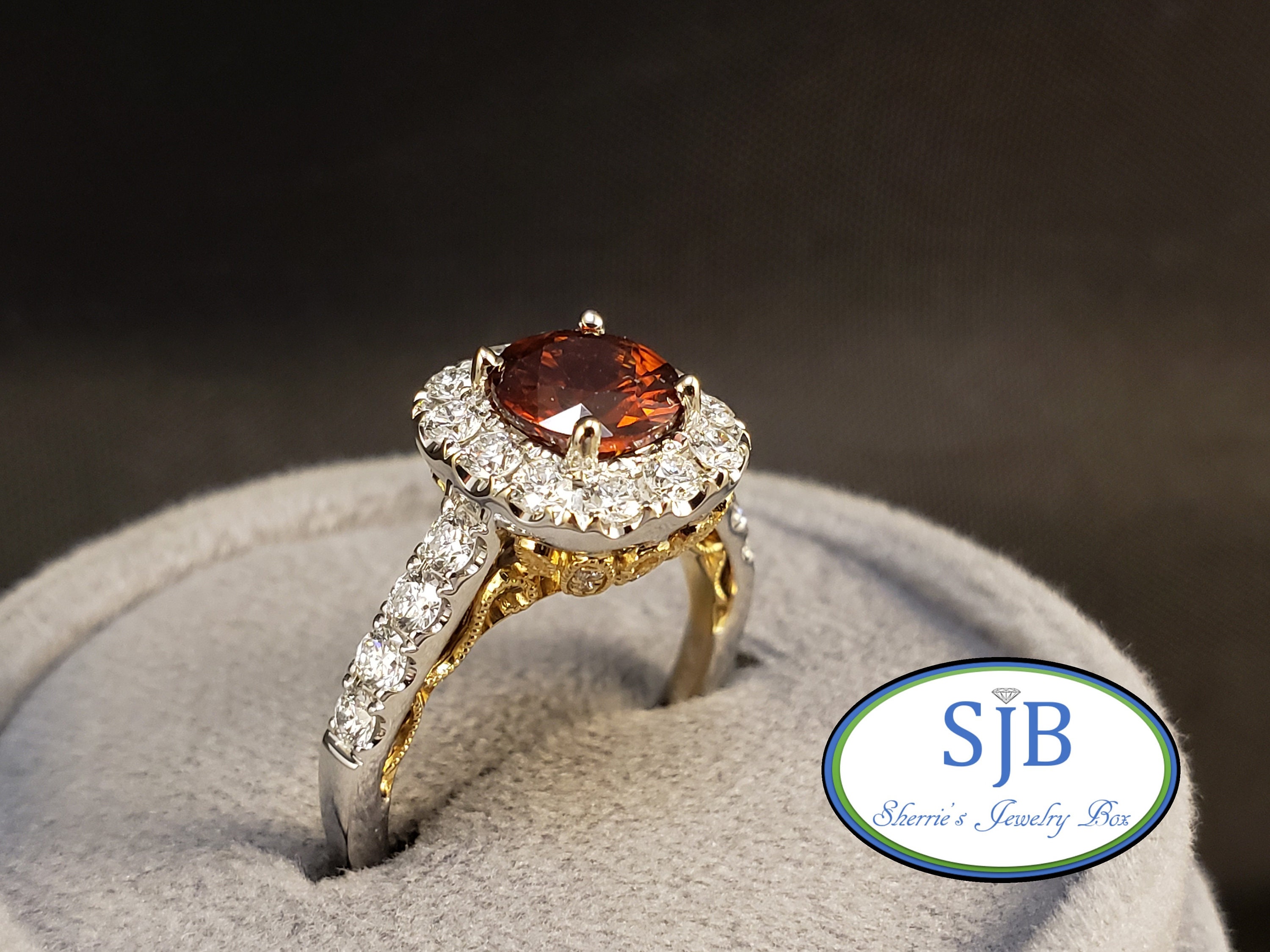 Red Zircon Ring, 18k White & Yellow Gold Natural Red Zircon and Diamond Ring, Vintage Look Engagement Ring, Statement Ring, Size 6.75 R1086 - Etsy Red Zircon Ring, 18k White & Yellow Gold Natural Red Zircon and Diamond Ring, Vintage Look Engagement Ring, Statement Ring, Size 6.75 R1086 - Etsy