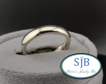 Vintage White Gold Bands, 14k White Gold 4mm High Domed Traditional Wedding Band, Stackable Bands, Classic Wedding Bands, Size 8.75, #C4876