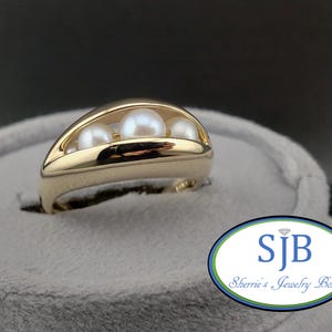 Vintage Pearl Rings, Vintage 14k Yellow Gold Pearl Ring, Unique Stacking Rings, Pearl Statement Ring, June Birthstone Rings, Size 6, #C5027