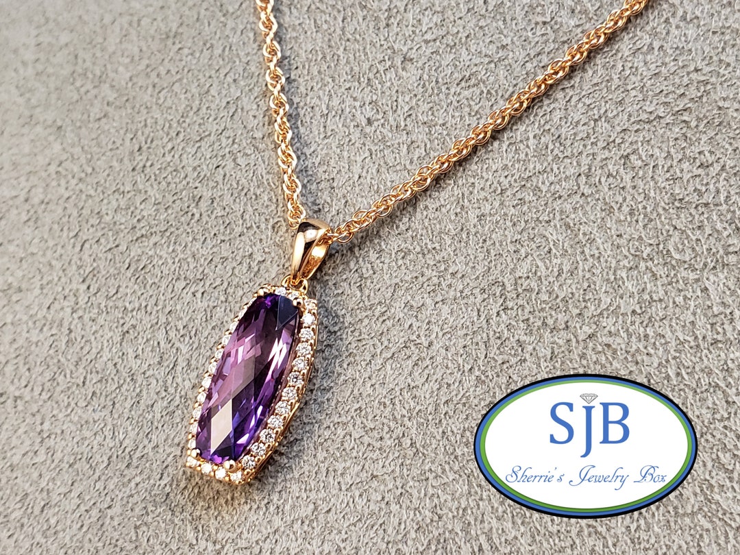 Amethyst Pendants, 14k Rose Gold Amethyst Pendant, 14k Rose Gold