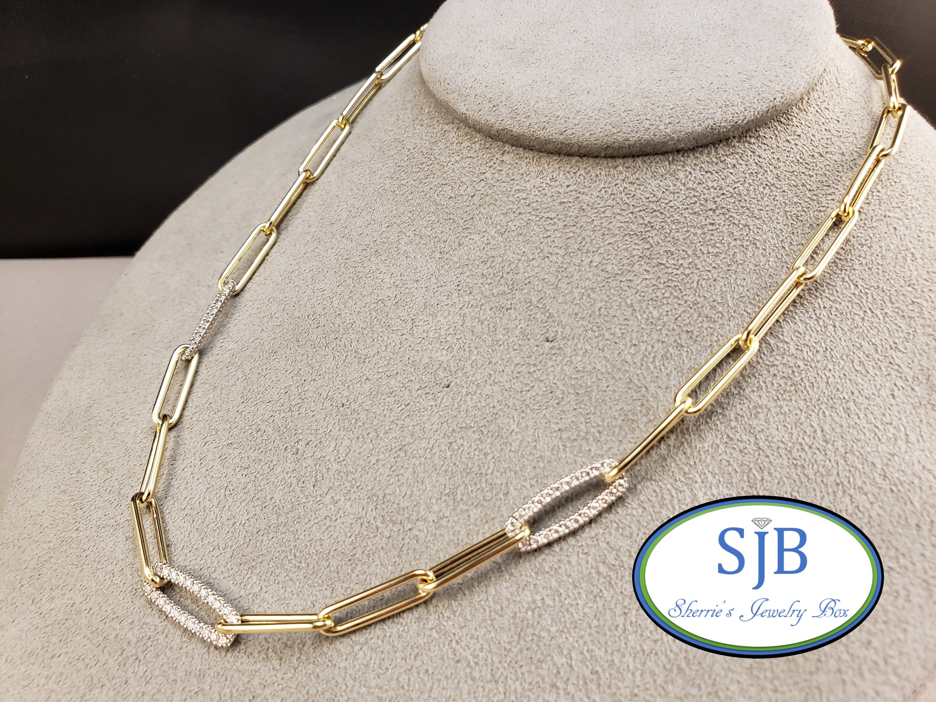 Gold Chains, Paperclip Chains, Diamond Link Chains, 14k Two
