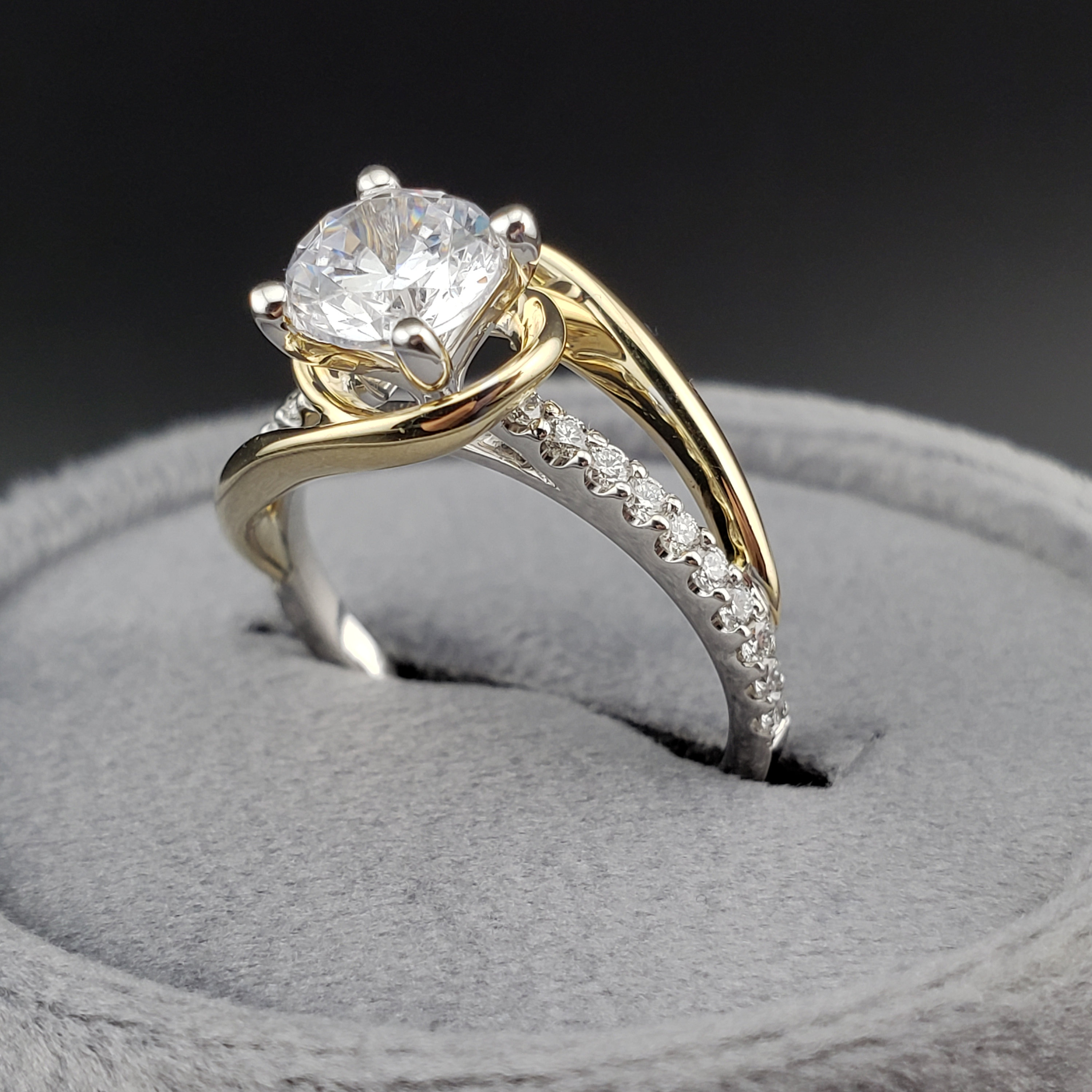two tone diamond engagement ring