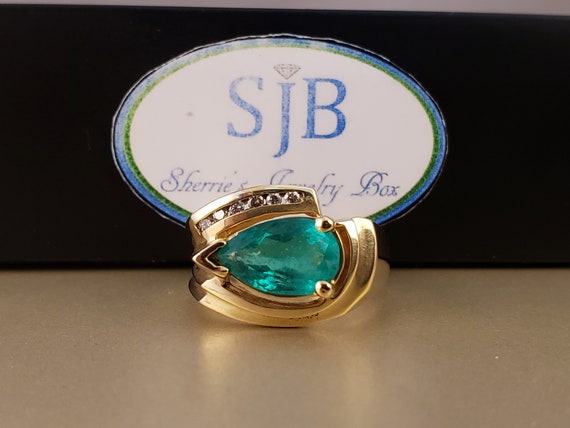Emerald Rings, 14k Yellow Gold Emerald & Diamond S