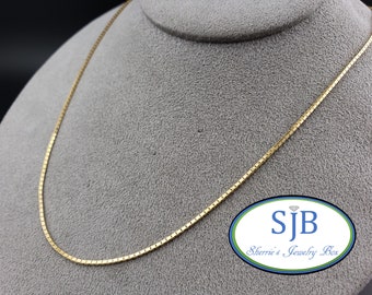 Gold Chains, Vintage Gold Chains, 14k Yellow Gold Mirror Box Chain, Vintage 14k Box Chain, Vintage Box Link Chain, 18" Pendant Chain, #C3387