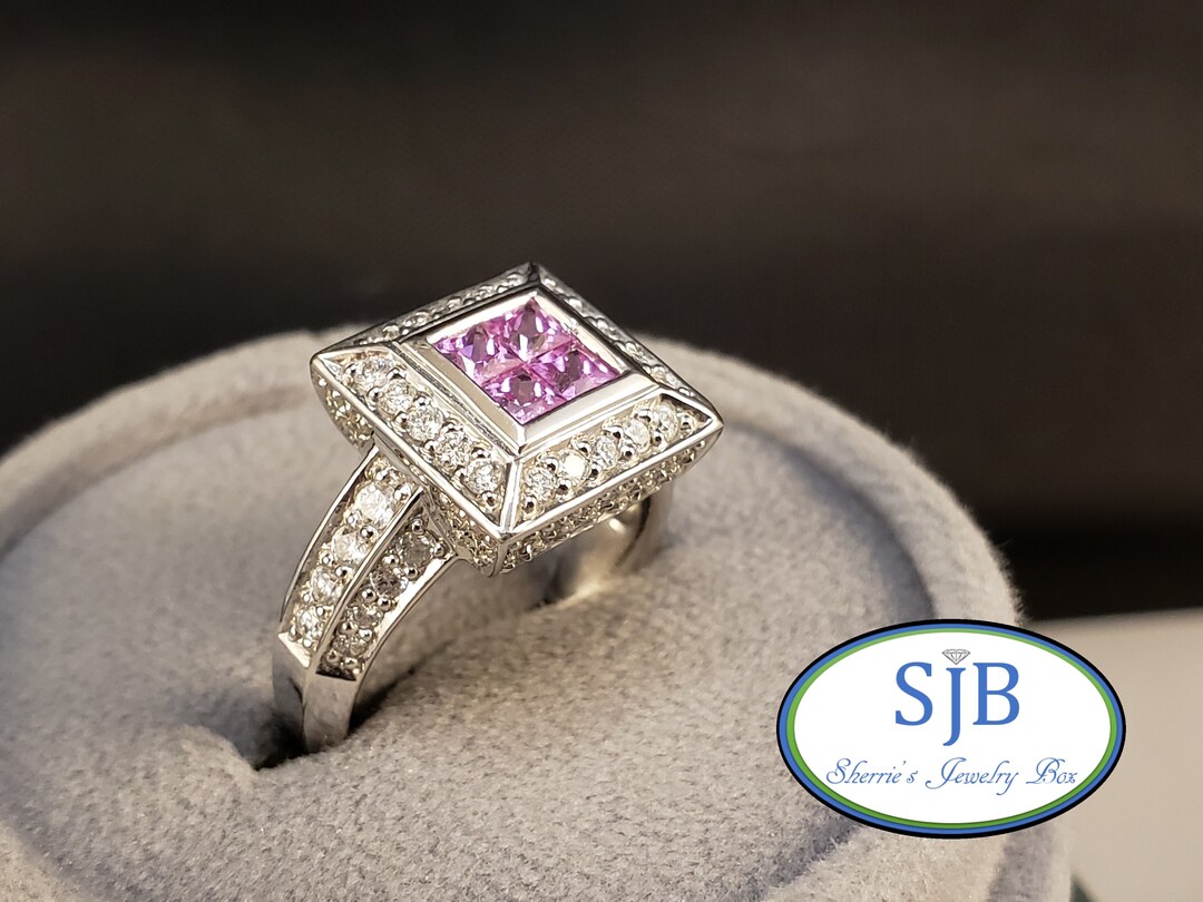 Ring R434 Sapphire Rings, Engagement Rings, 14k White Gold Pink Sapphire ...
