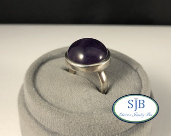 Bagues améthyste, bagues améthyste 925, bague améthyste en argent sterling 925 serti clos, bagues empilables, bijoux de pierre de naissance de février, taille 7 #SD856