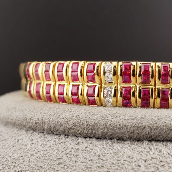 Ruby Bracelets, Vintage Ruby and Diamond Bracelet… - image 2