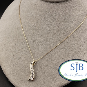 Vintage Diamond Pendant, Vintage 10k Yellow Gold Diamond Pendant & Chain, Anniversary Pendants, Layering Necklaces, April Birthstone, #C4717