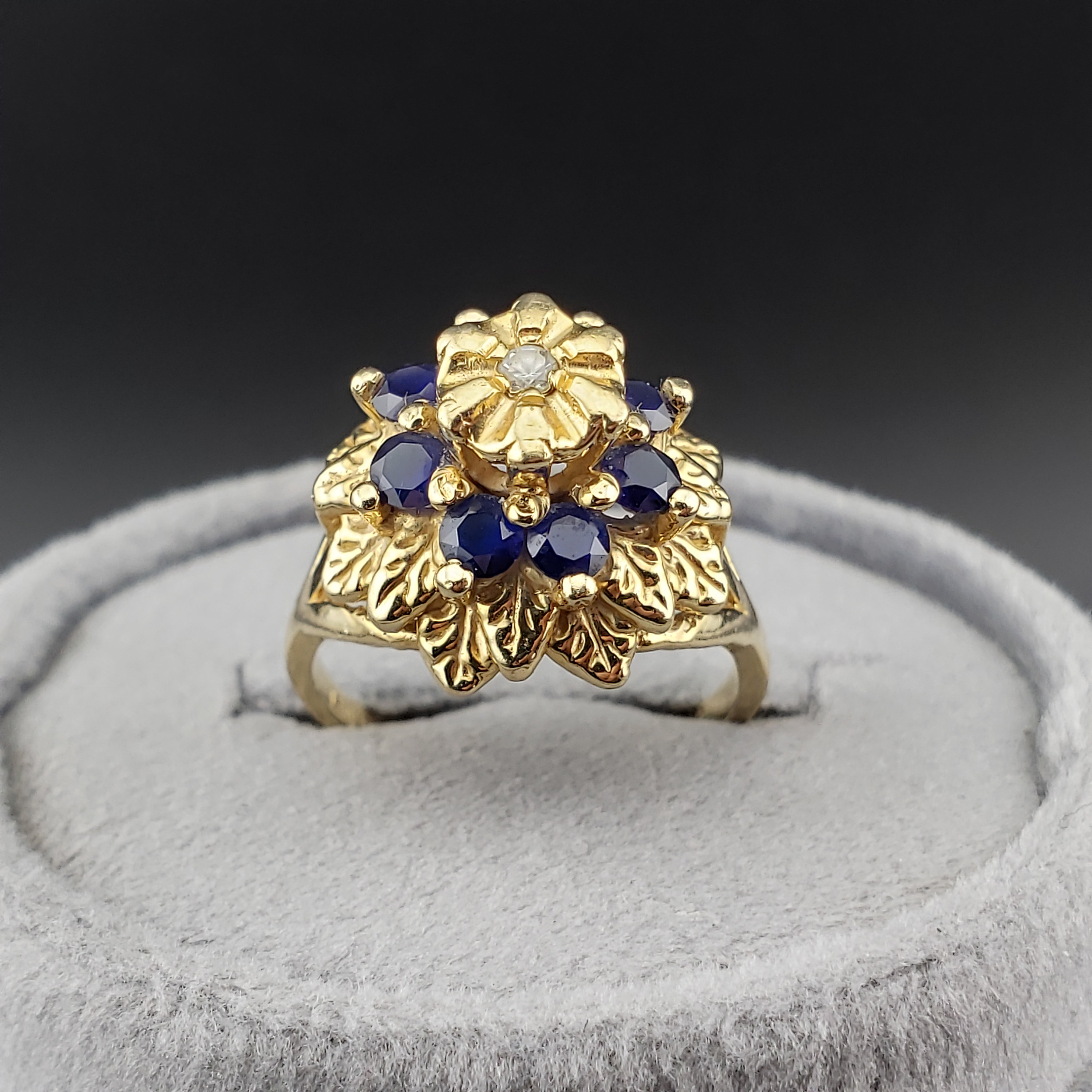 ヴィンテージ　サファイア　リング　18K ビズー公式】ブルーサファイア ダイヤモンド K18(18金) リング