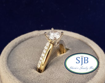 Engagement Rings, 14k Two Tone Diamond Engagement Rings, 14k Yellow & White Gold Engagement Ring, Semi Mount Diamond Rings, Size 6.5, #WD780
