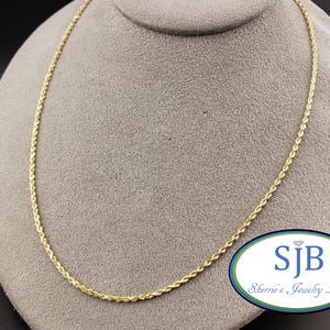 Vintage Chains, Vintage 14k Yellow Gold 1.8mm Diamond Cut Rope Chain, Heavy Pendant Chains, Solid Rope Chains, 18&quot; Layering Chains, #C4684