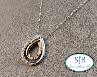 Diamond Halo Pendant, 10k White & Yellow Gold Diamond Halo Pendant, Two Tone Gold Double Diamond Halo Pendant, #P1431