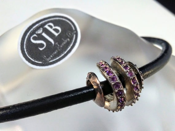 February Birthstone Charms Purple Stone Charm Beads Sterling