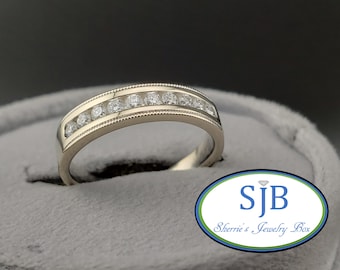 Vintage Diamond Bands, Vintage 14k White Gold .25ct Diamond Band, Diamond Wedding & Anniversary Bands, Stackable Bands, Size 6, #C4875