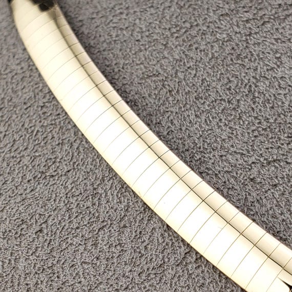 Vintage 14k Two Tone Omega Chain, Vintage 14k White & Yellow Gold Reversible Omega Chain, 17.5" 6mm Domed Omega Collar Necklace, #C5934 View 6