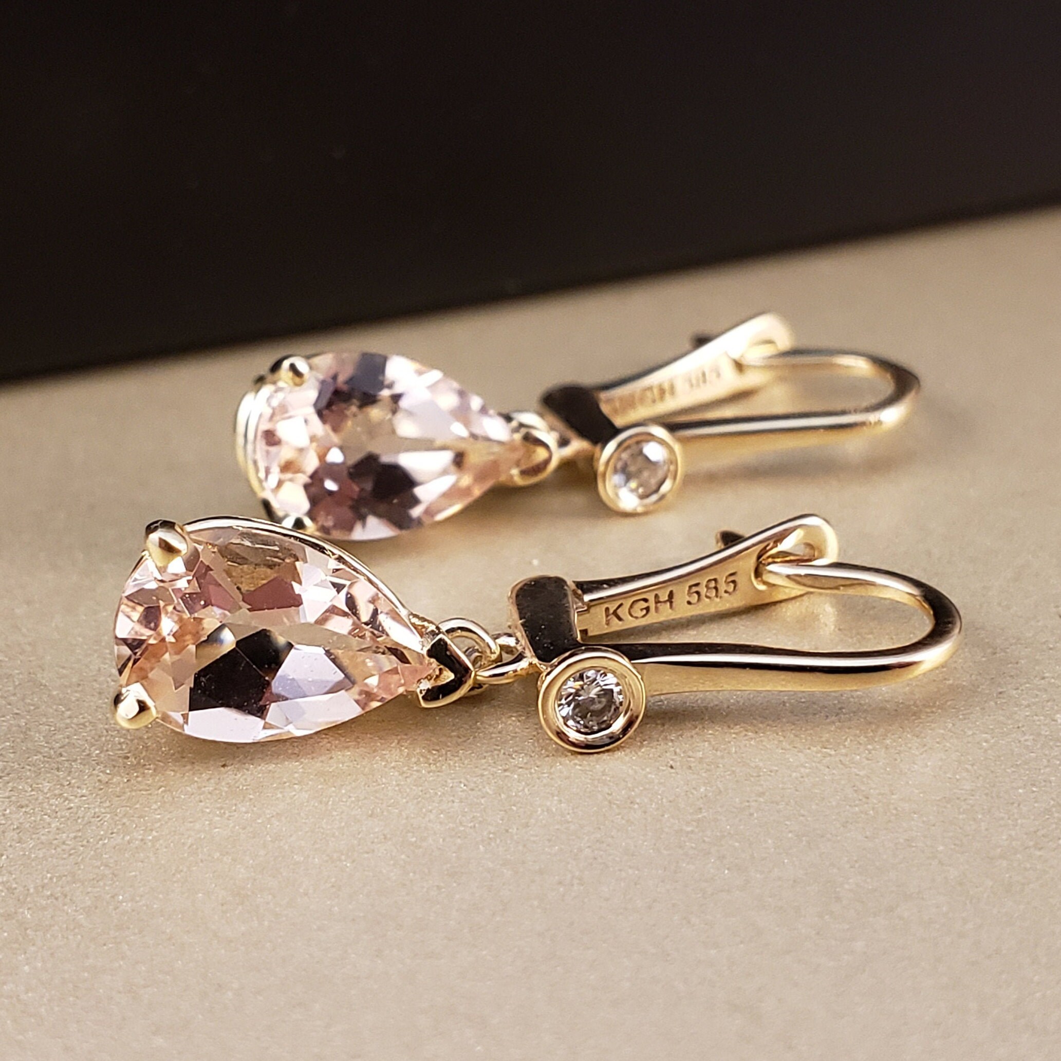 Gold morganite earrings Clearance