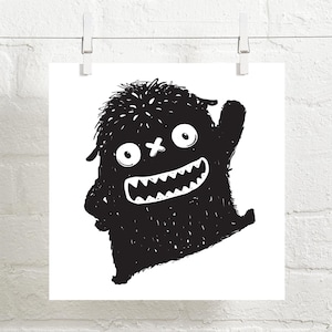 cute monster decor - cute monster print - black and white kids room art - instant download - printable print - digital art - diy nursery