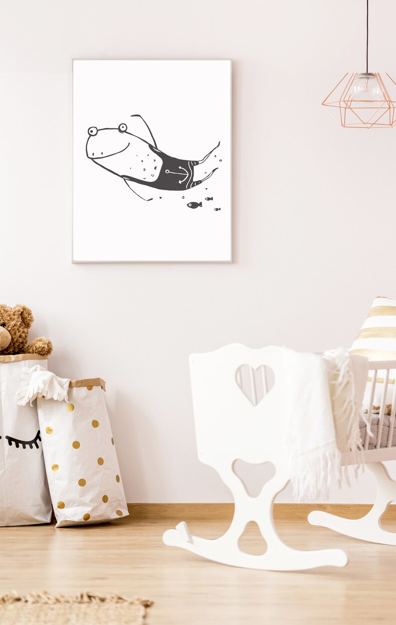 Nautical Nursery Art Black and White Nautical Nursery Etsy