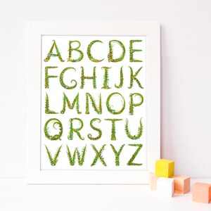 alphabet poster - abc wall print - educational nursery art - abc print - shower gift - alphabet digital print - little girl birthday gift