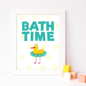 bath printable - bathroom duck poster - kids bathroom artwork - rubber duck print - bathroom digital picture - yellow duck instant download