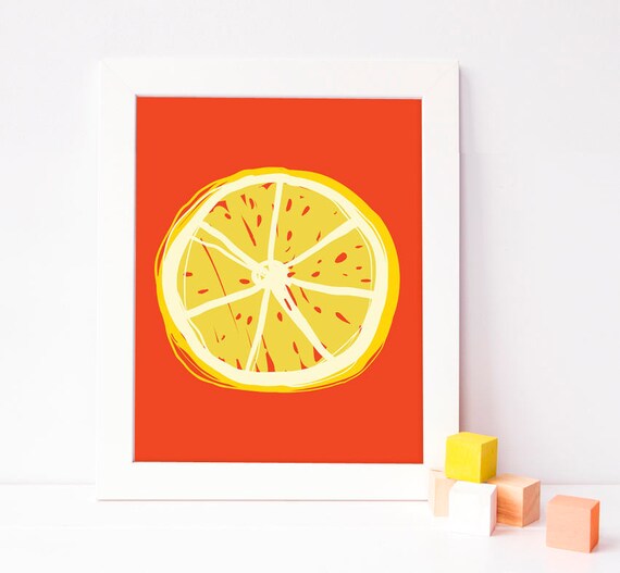 Square Playroom Art Lemon Print Kitchen Print Summer | Etsy