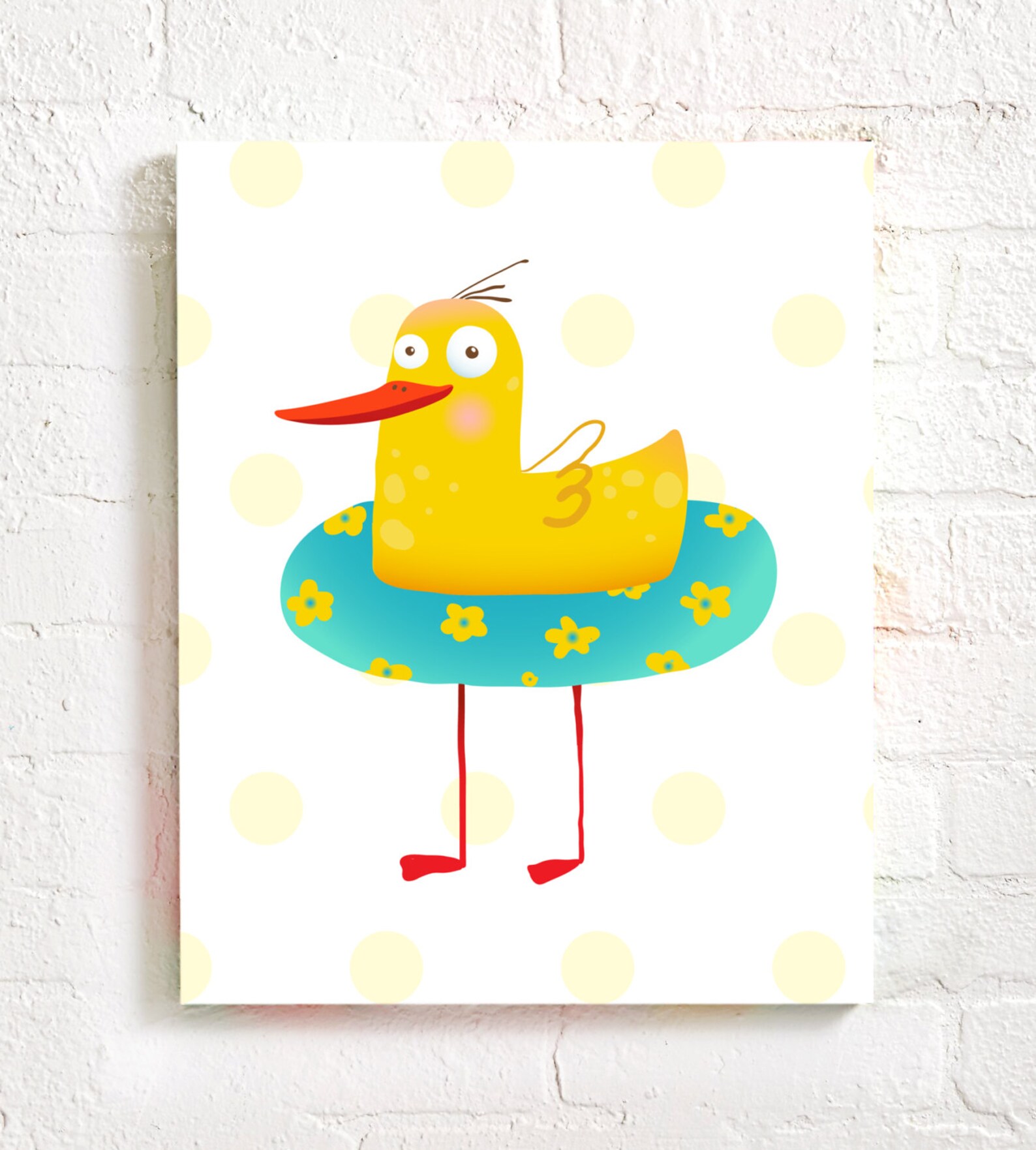 Bathroom Kid's Art Yellow Duck Poster Bath Wall Decor Bathroom Print